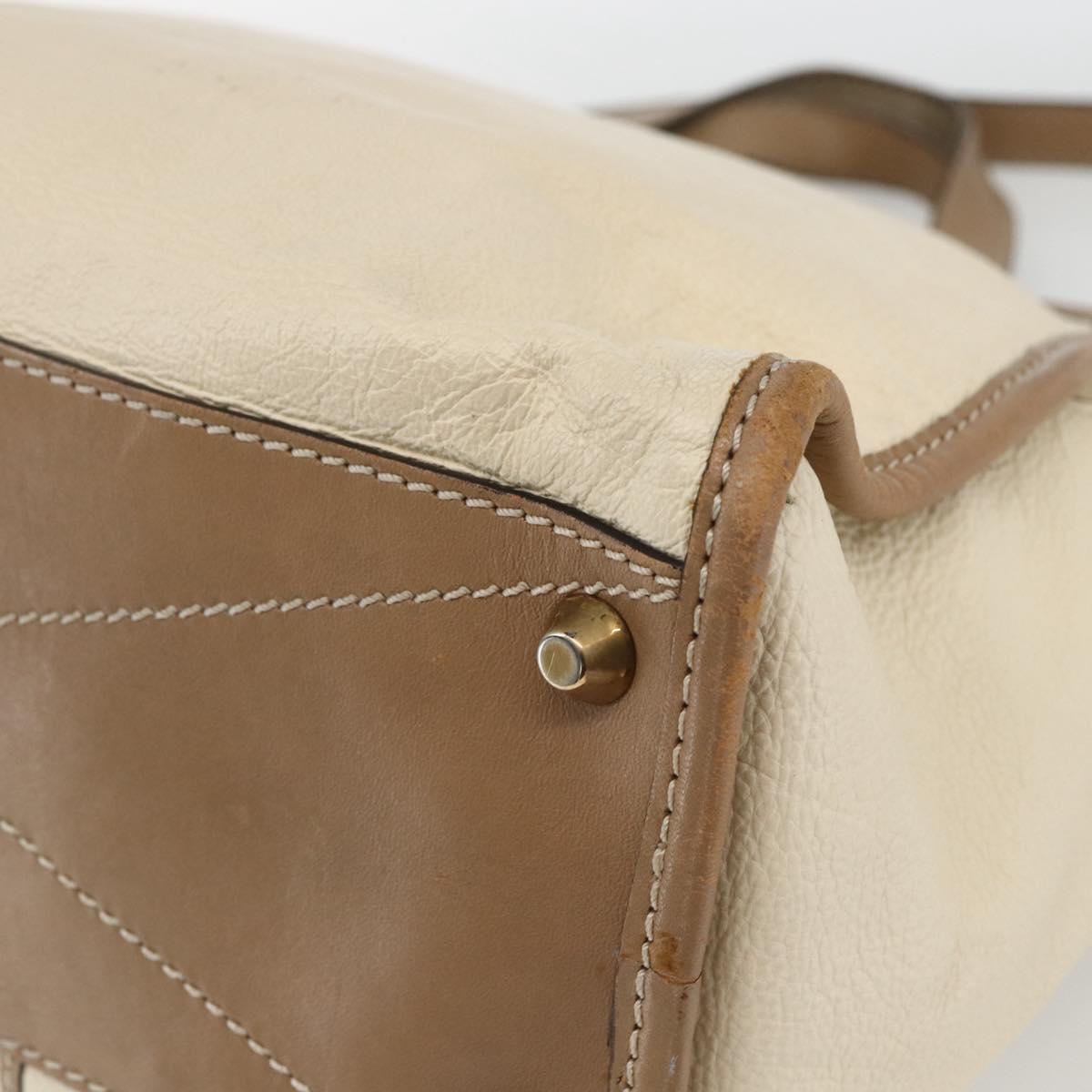 Chloe Hand Bag Leather 2way Beige Gold Auth fm5023