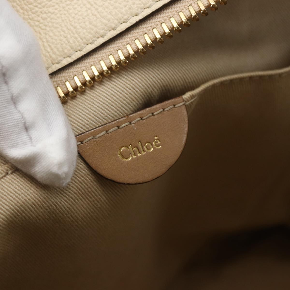 Chloe Hand Bag Leather 2way Beige Gold Auth fm5023