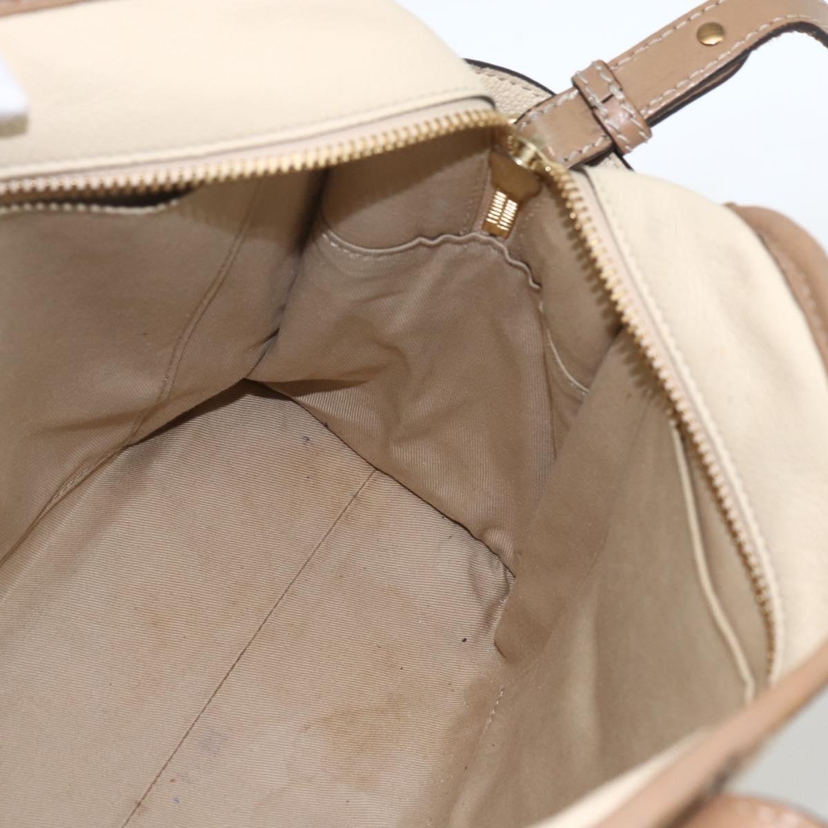 Chloe Hand Bag Leather 2way Beige Gold Auth fm5023