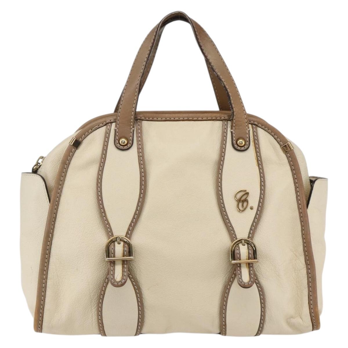 Chloe Hand Bag Leather 2way Beige Gold Auth fm5023