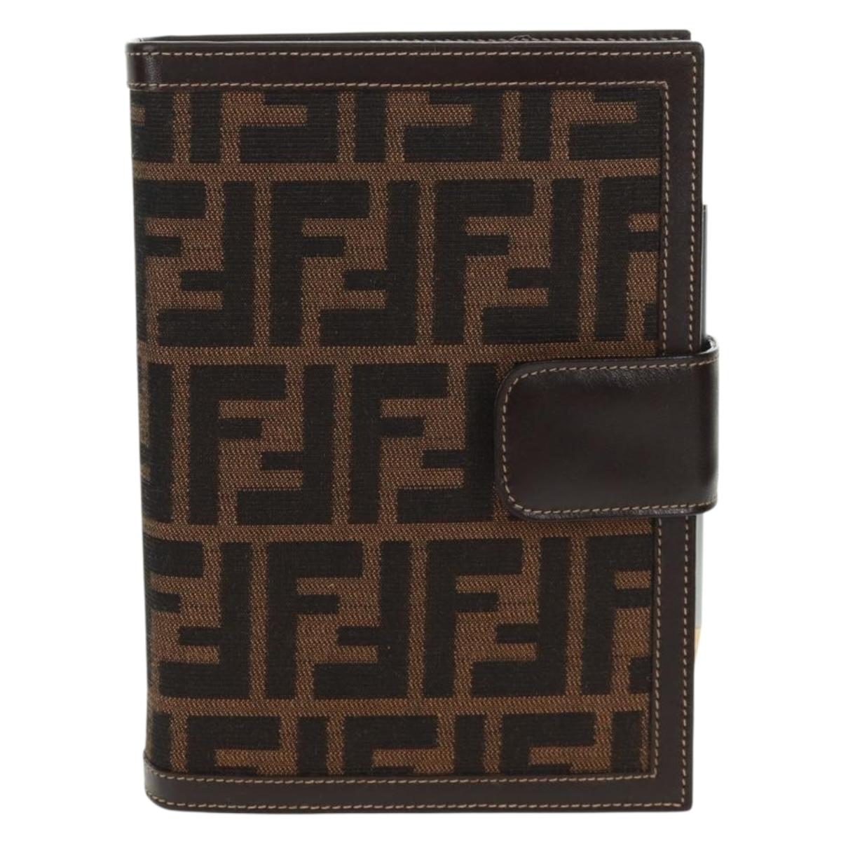 FENDI Zucca Canvas Agenda Day Planner Cover Brown Black Auth fm5048V