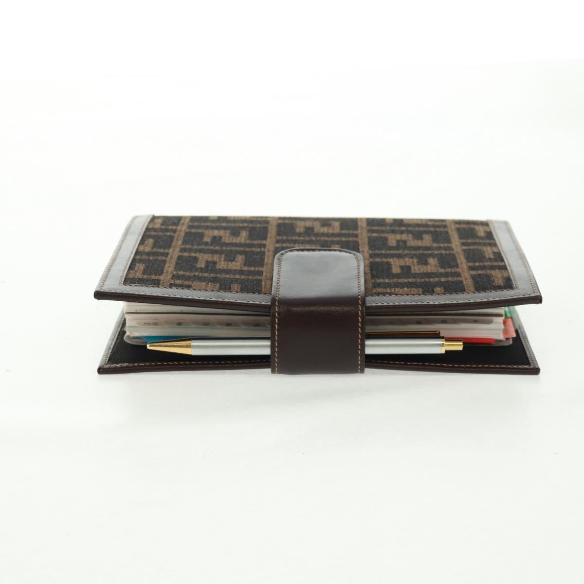 FENDI Zucca Canvas Agenda Day Planner Cover Brown Black Auth fm5048V