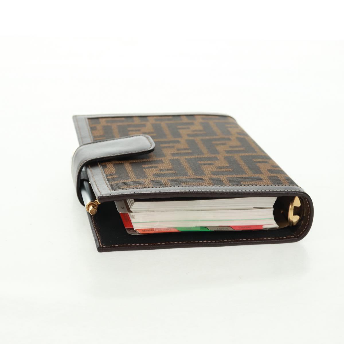 FENDI Zucca Canvas Agenda Day Planner Cover Brown Black Auth fm5048V