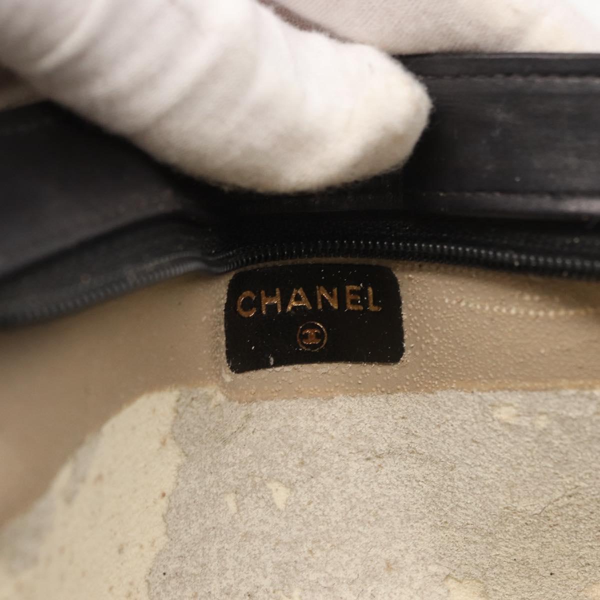CHANEL Pouch Lamb Skin Black Gold CC Auth fm5050