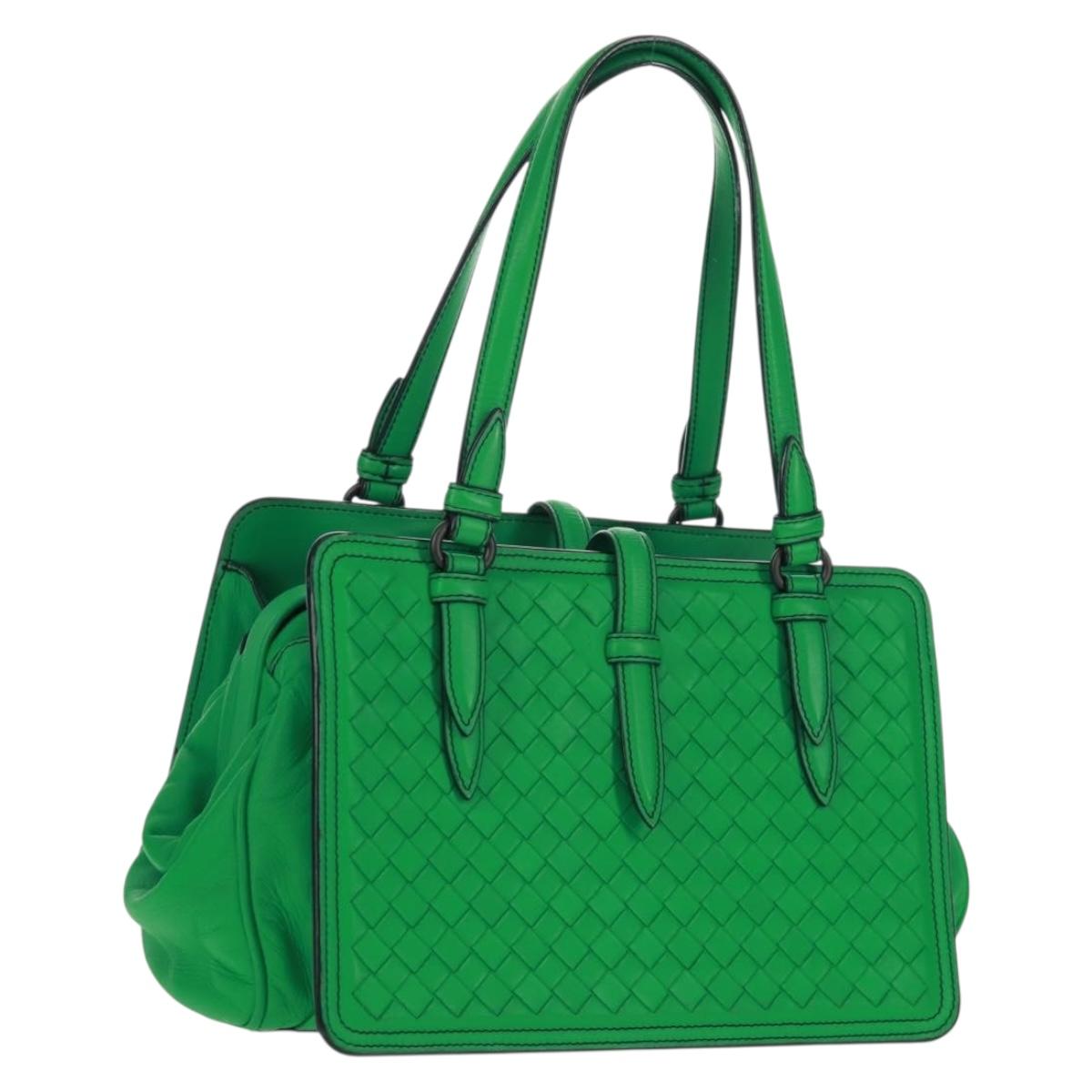 BOTTEGA VENETA INTRECCIATO Hand Bag Leather Green Auth fm5052V