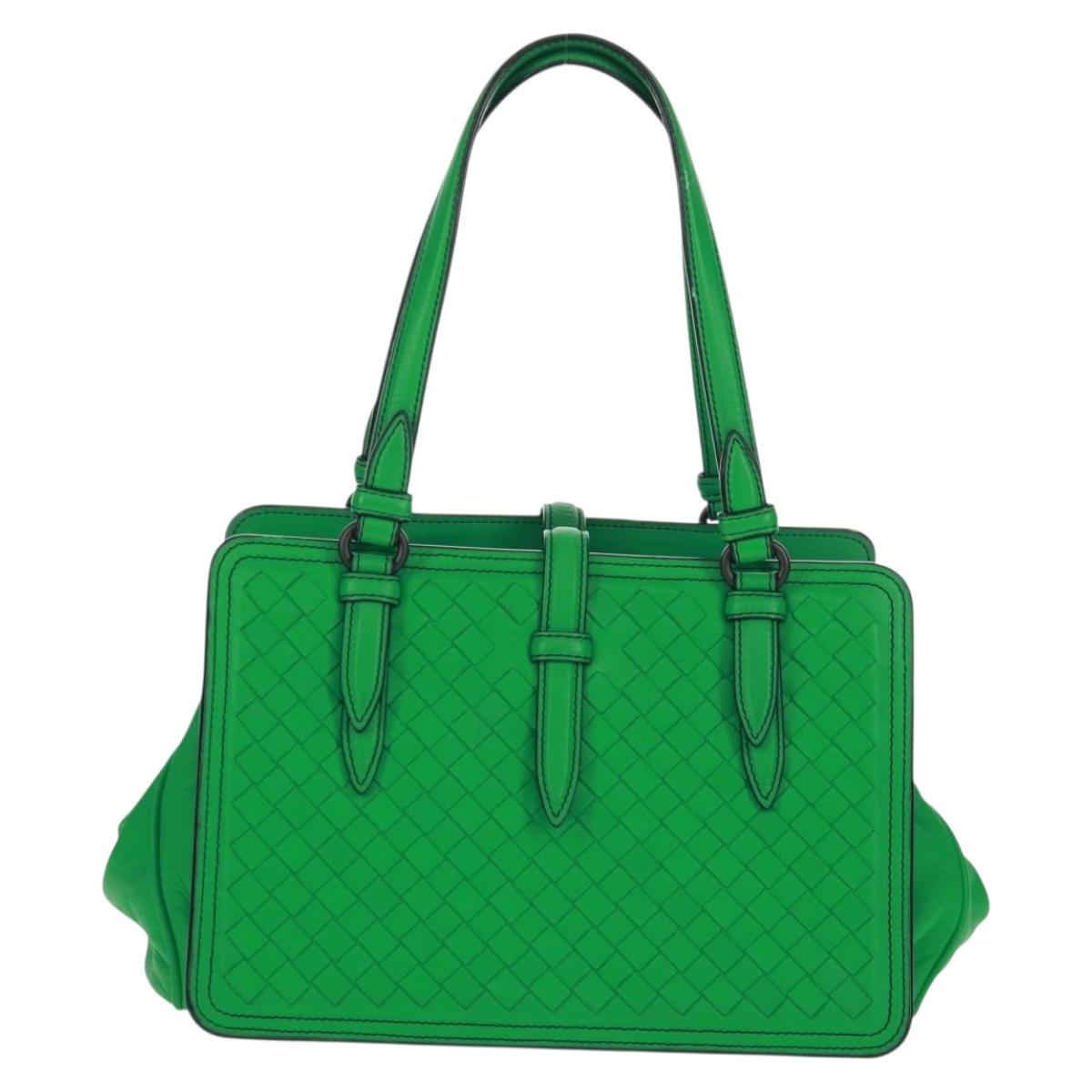 BOTTEGA VENETA INTRECCIATO Hand Bag Leather Green Auth fm5052V