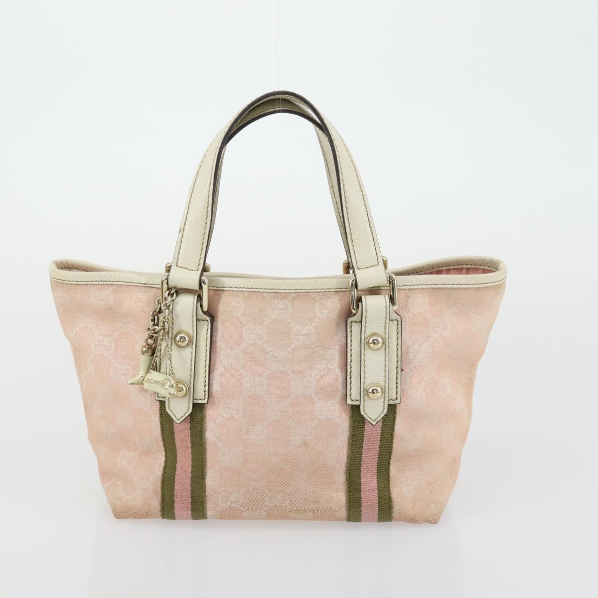 GUCCI GG Canvas Web Sherry Line Bag Sherry Line 4 Set Beige Pink Auth fm5060