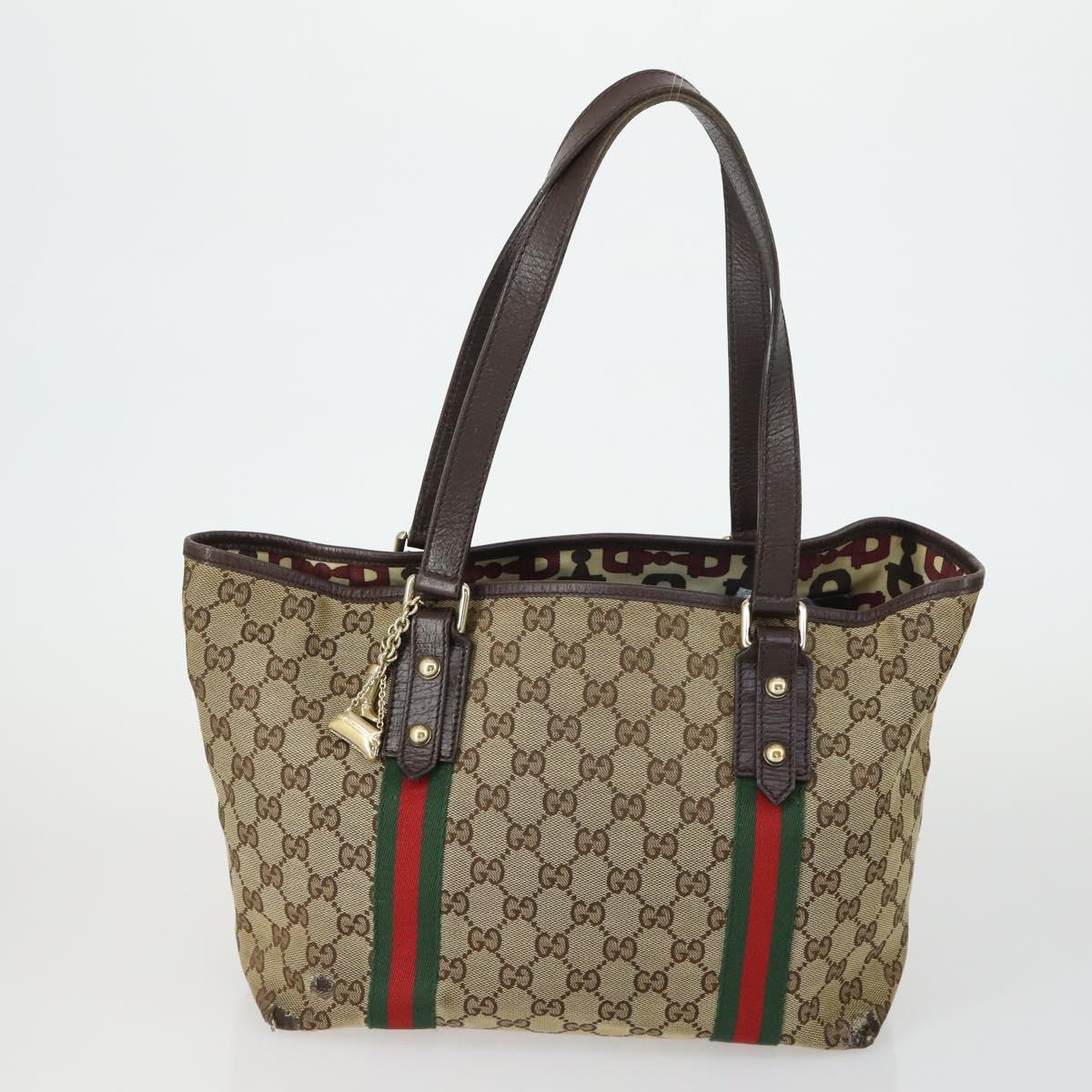 GUCCI GG Canvas Web Sherry Line Bag Sherry Line 4 Set Beige Pink Auth fm5060