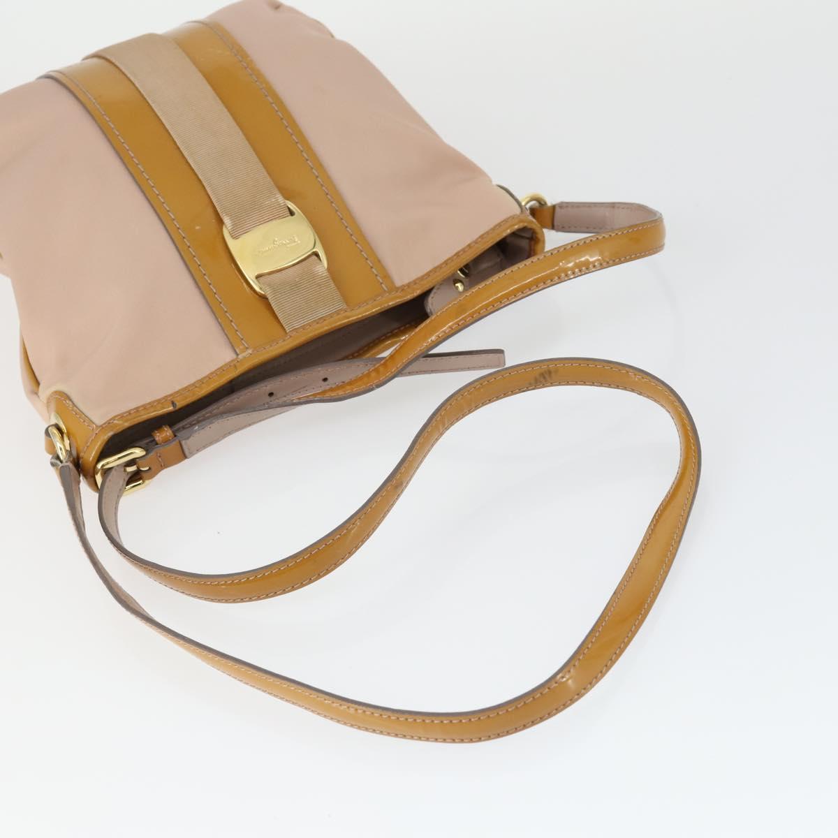 Salvatore Ferragamo Vala Bag Leather nylon 3 Set Beige Brown Auth fm5064