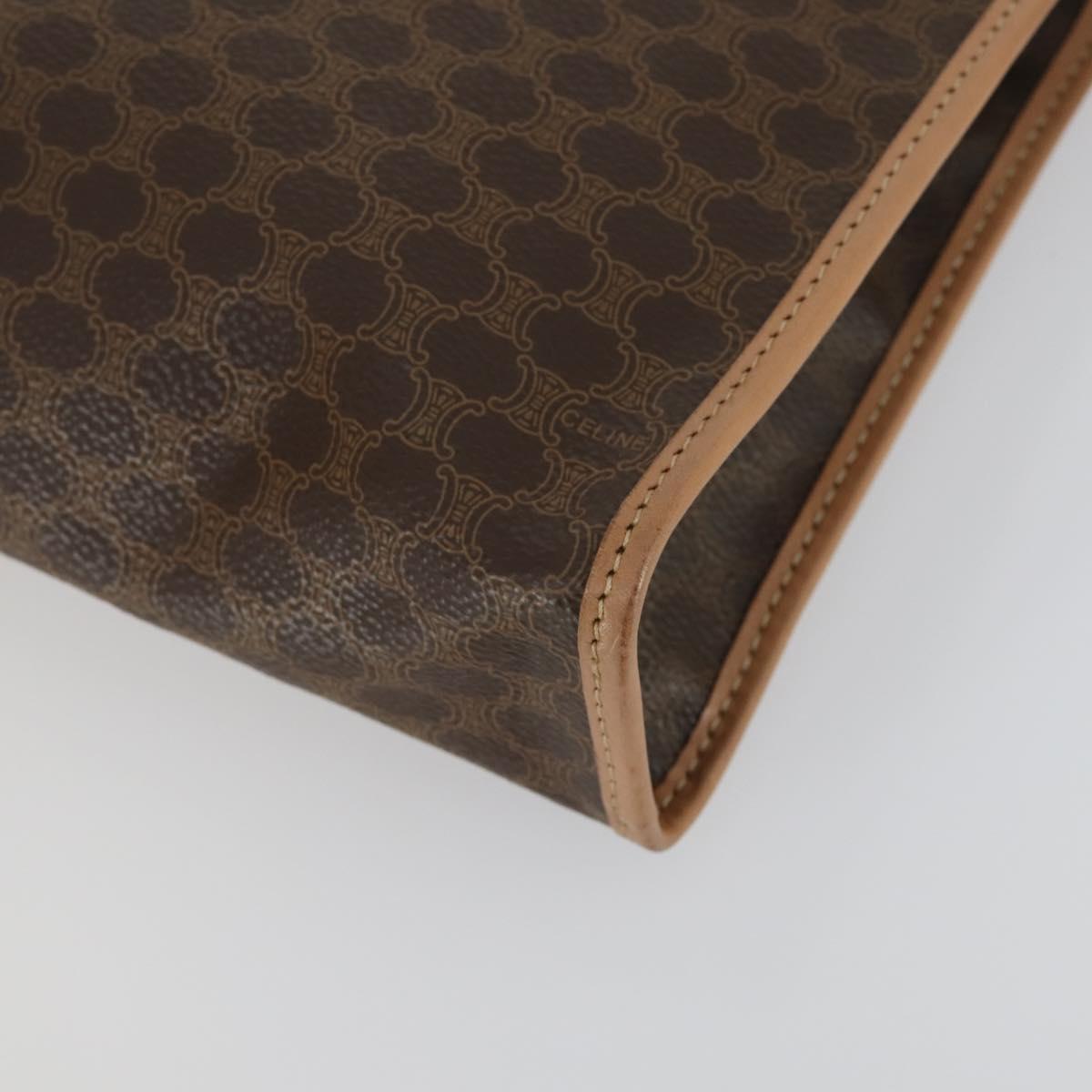 CELINE Macadam Canvas Clutch Bag PVC Leather 2 Set Brown Auth fm5068