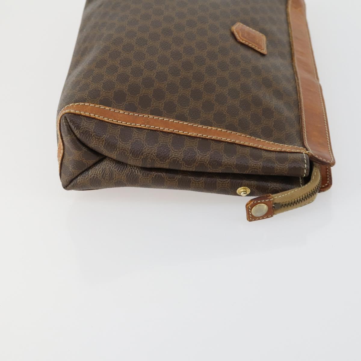 CELINE Macadam Canvas Clutch Bag PVC Leather 2 Set Brown Auth fm5068