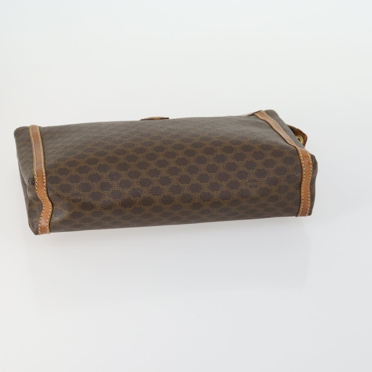 CELINE Macadam Canvas Clutch Bag PVC Leather 2 Set Brown Auth fm5068