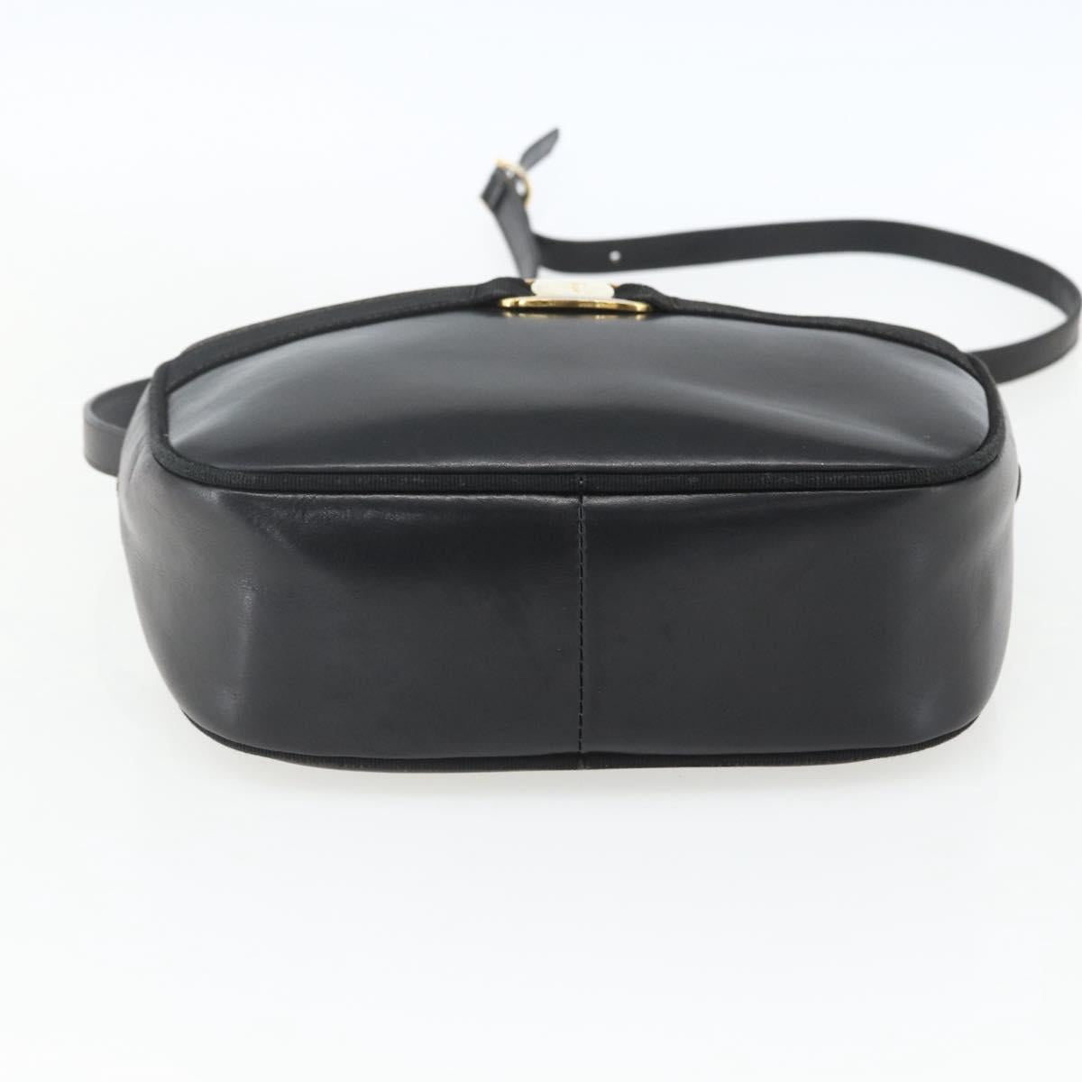 Salvatore Ferragamo Vala Shoulder Bag Leather Black Gold Auth fm5071