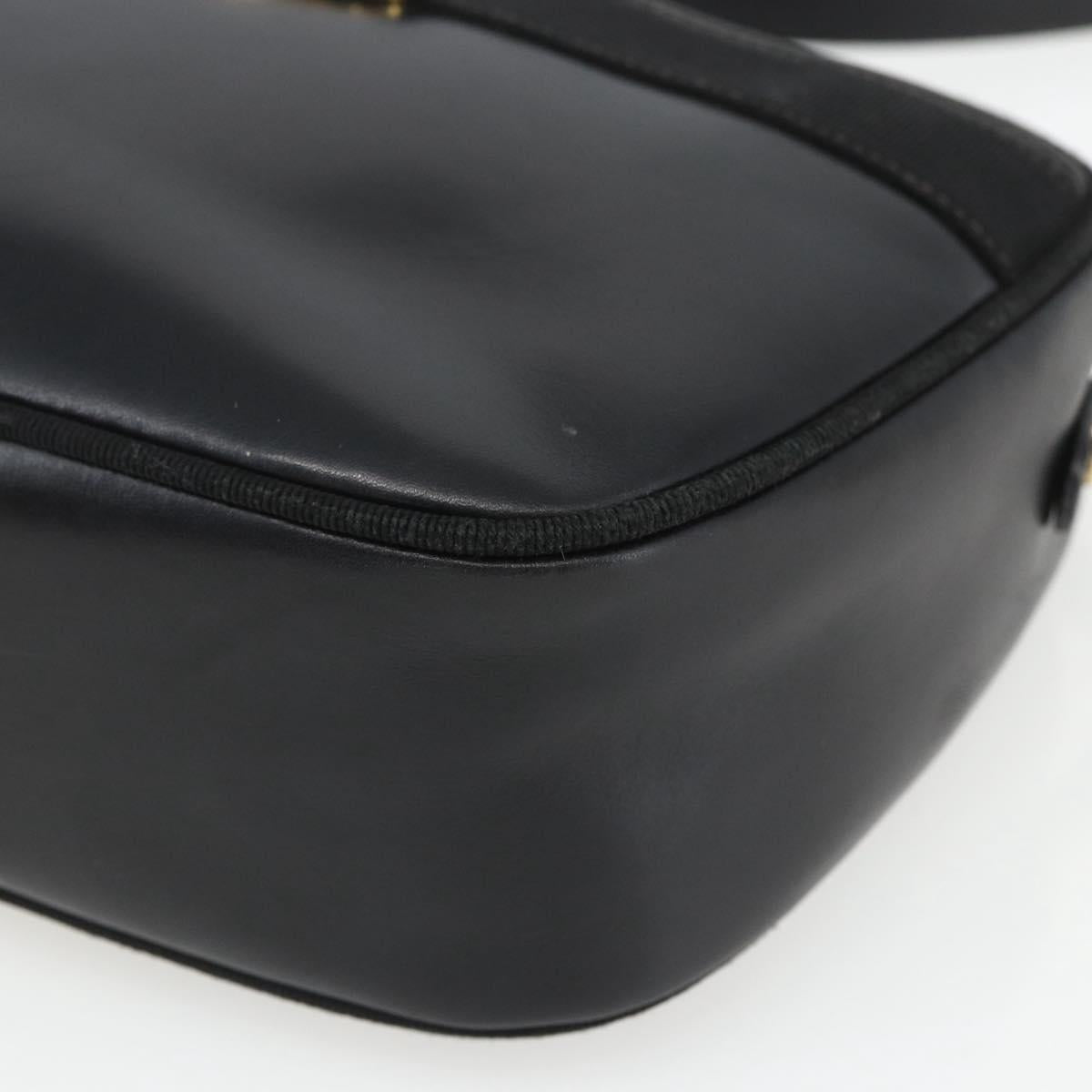 Salvatore Ferragamo Vala Shoulder Bag Leather Black Gold Auth fm5071
