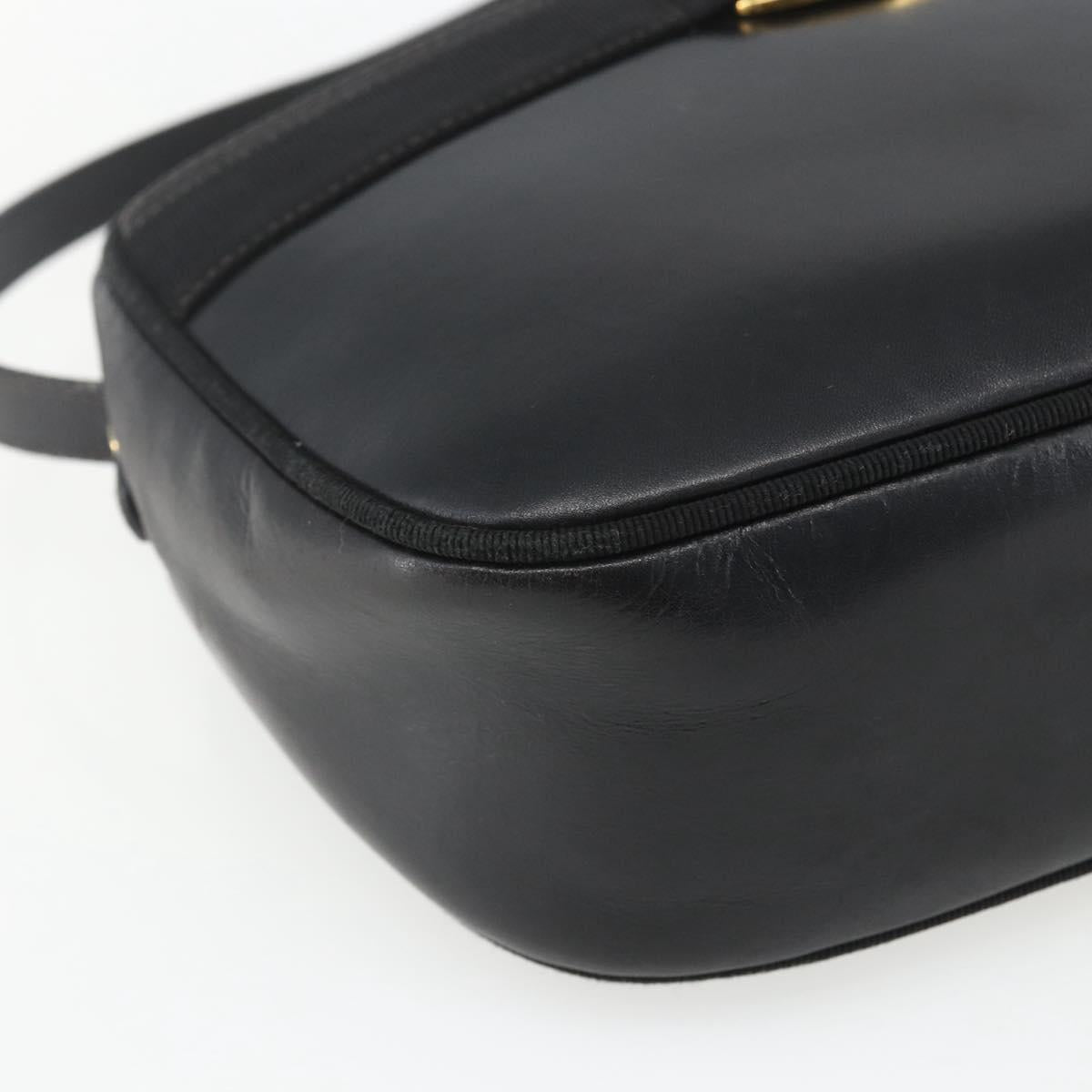 Salvatore Ferragamo Vala Shoulder Bag Leather Black Gold Auth fm5071