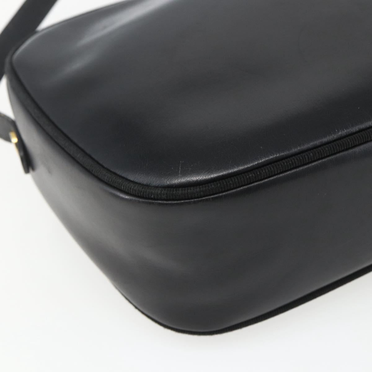 Salvatore Ferragamo Vala Shoulder Bag Leather Black Gold Auth fm5071