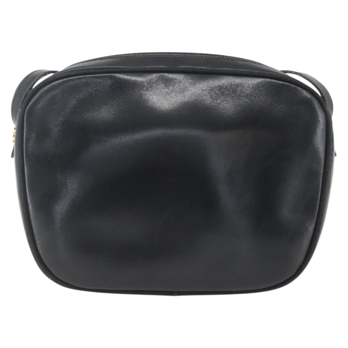 Salvatore Ferragamo Vala Shoulder Bag Leather Black Gold Auth fm5071