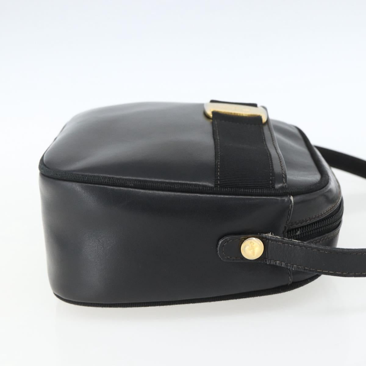 Salvatore Ferragamo Vala Shoulder Bag Leather Black Gold Auth fm5071