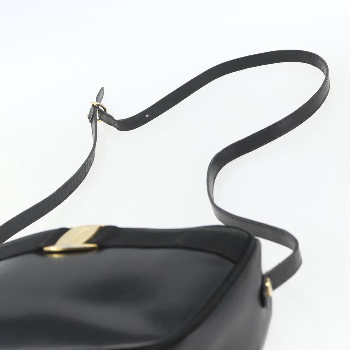 Salvatore Ferragamo Vala Shoulder Bag Leather Black Gold Auth fm5071
