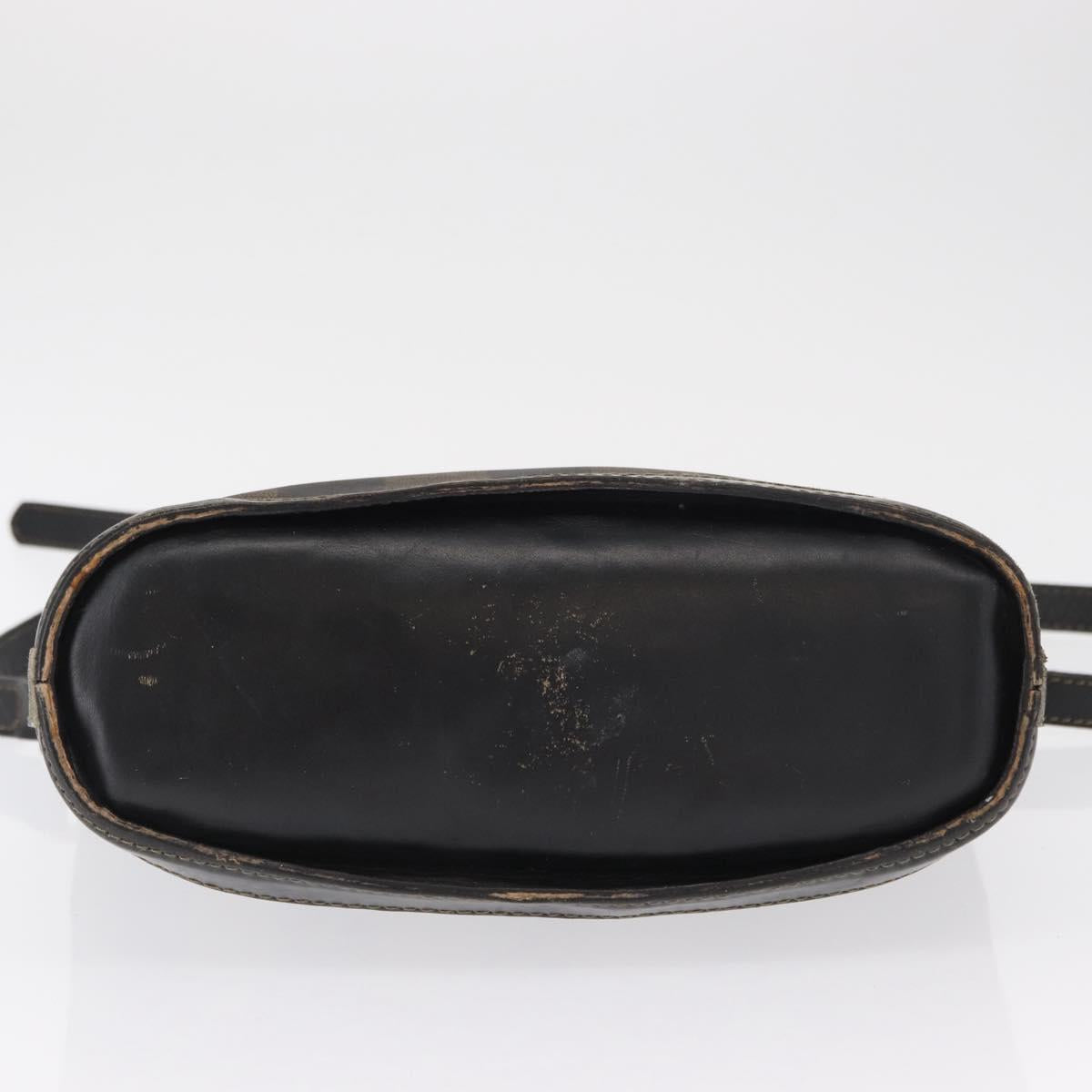 FENDI Pecan Canvas Shoulder Bag PVC Black Brown gold Auth fm5072