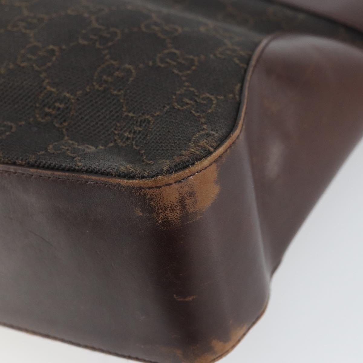 GUCCI GG Canvas Tote Bag Brown Silver 73983 Auth fm5075
