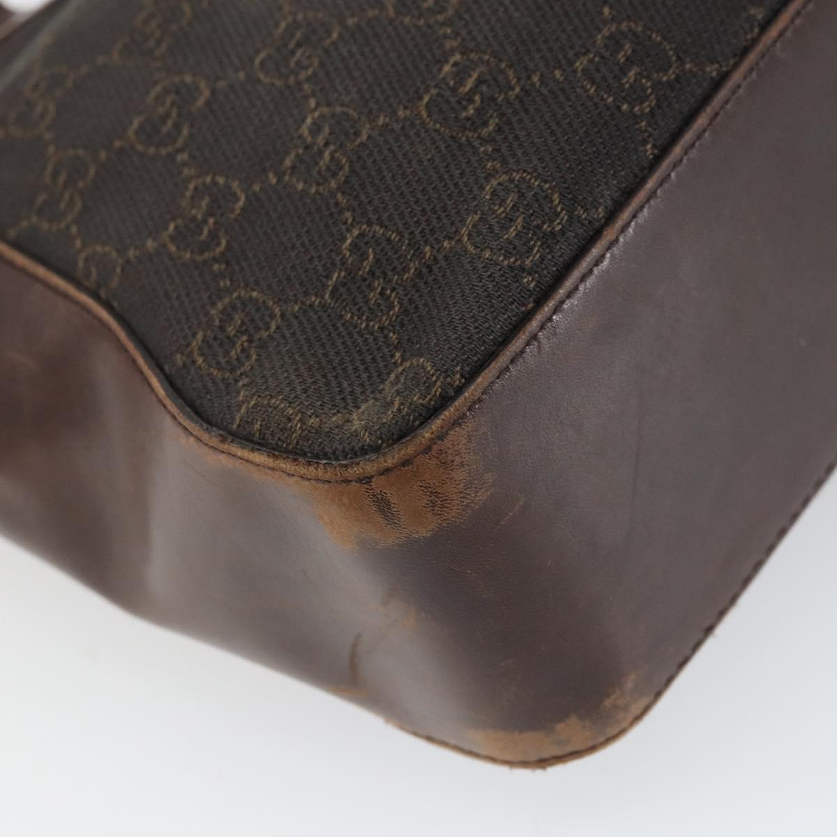 GUCCI GG Canvas Tote Bag Brown Silver 73983 Auth fm5075