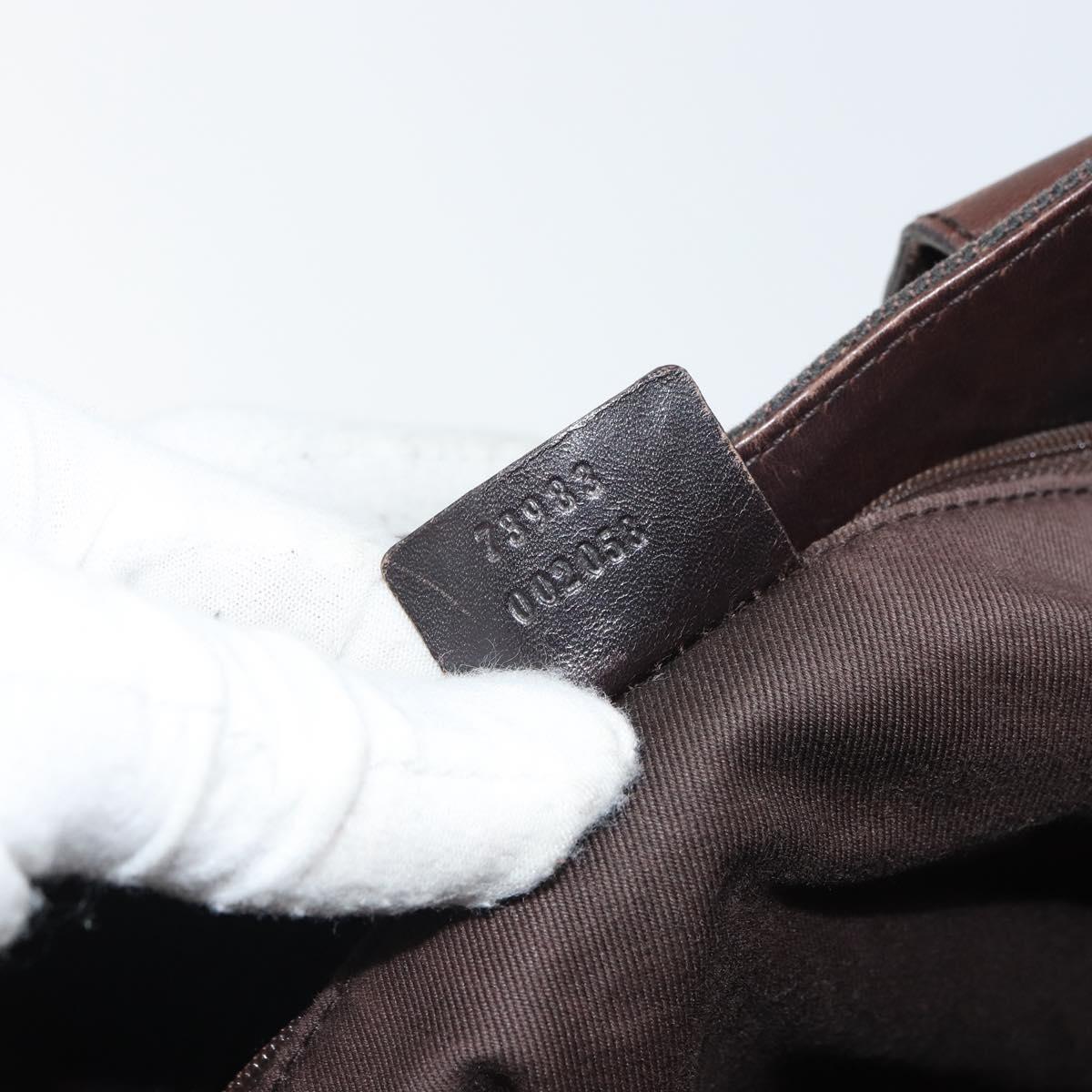 GUCCI GG Canvas Tote Bag Brown Silver 73983 Auth fm5075