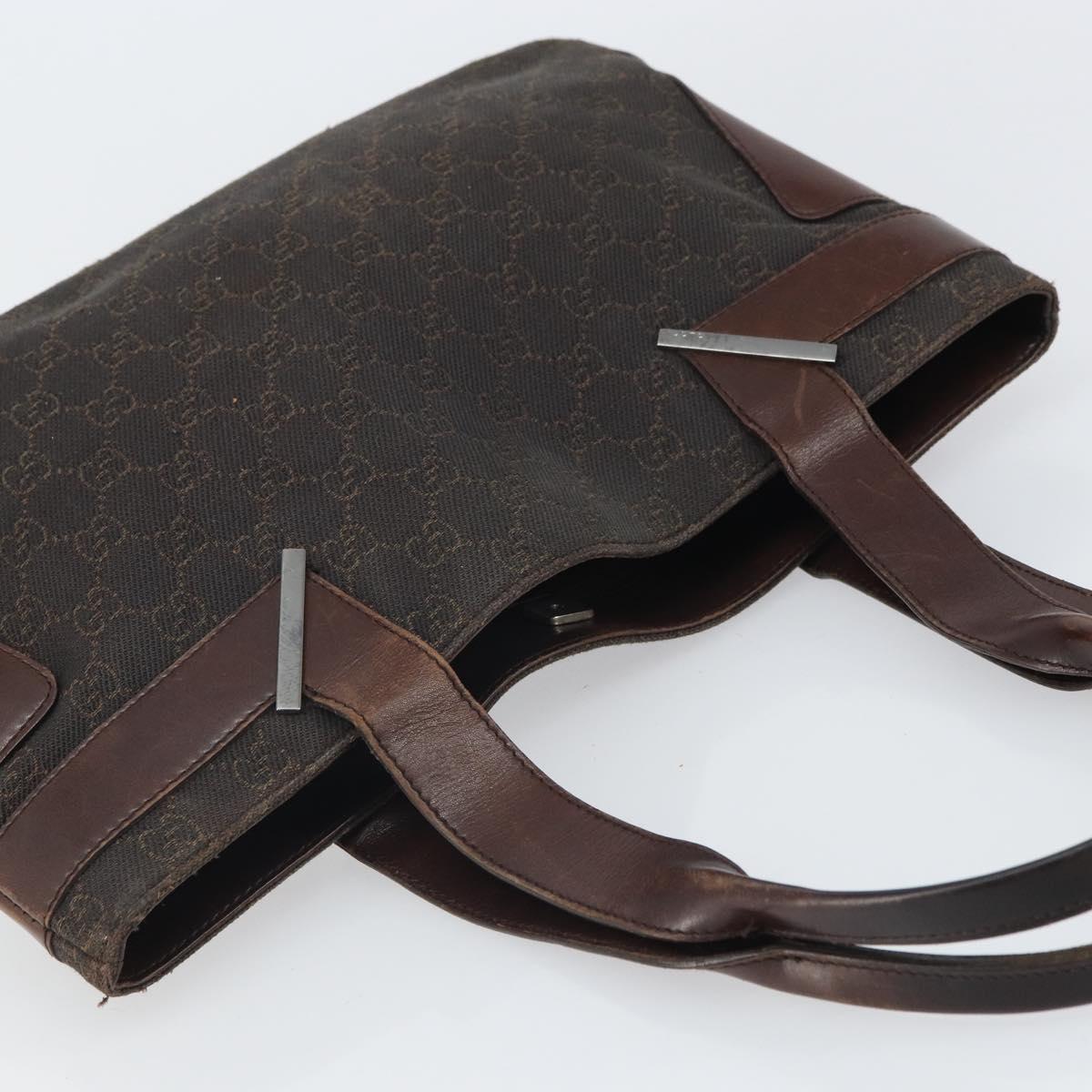 GUCCI GG Canvas Tote Bag Brown Silver 73983 Auth fm5075