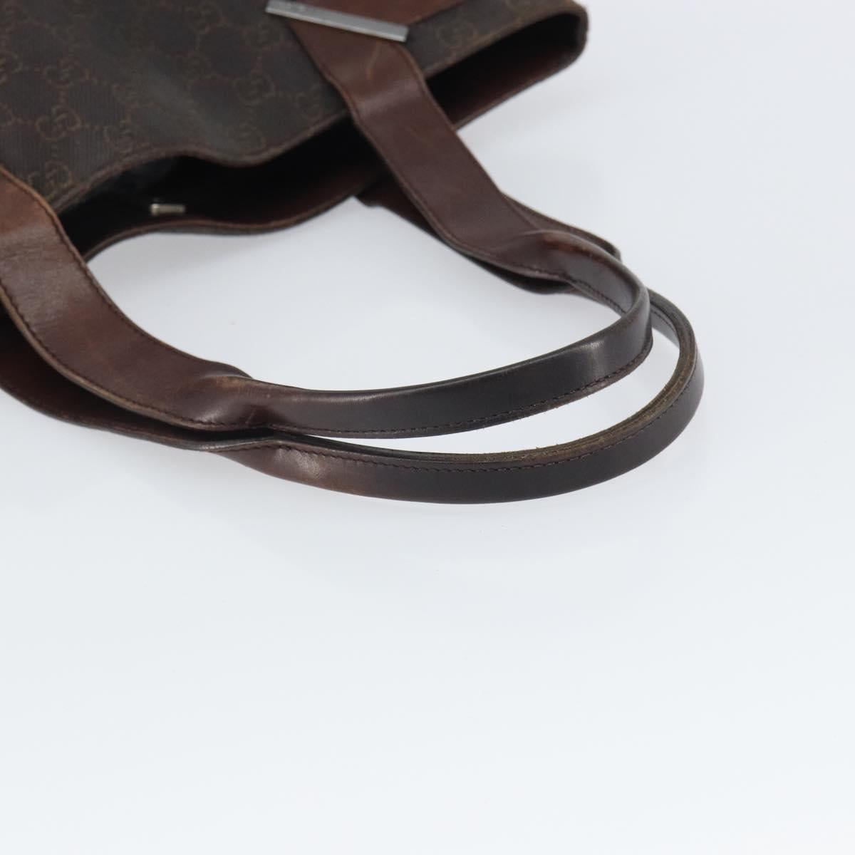 GUCCI GG Canvas Tote Bag Brown Silver 73983 Auth fm5075