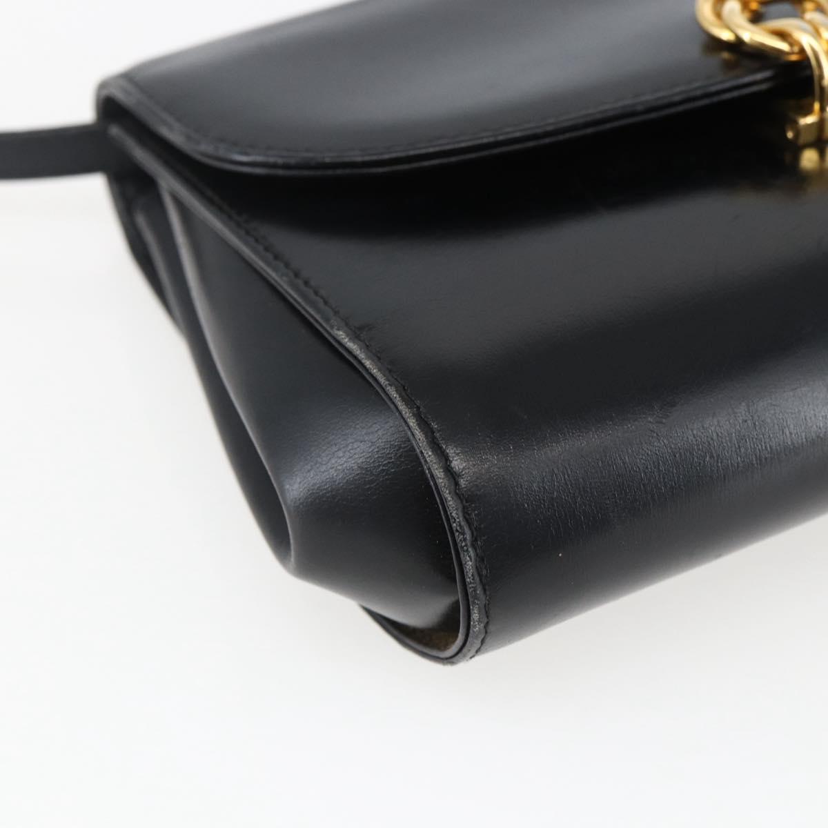 GUCCI Shoulder Bag Leather Black Gold 004 056 0219 Auth fm5081