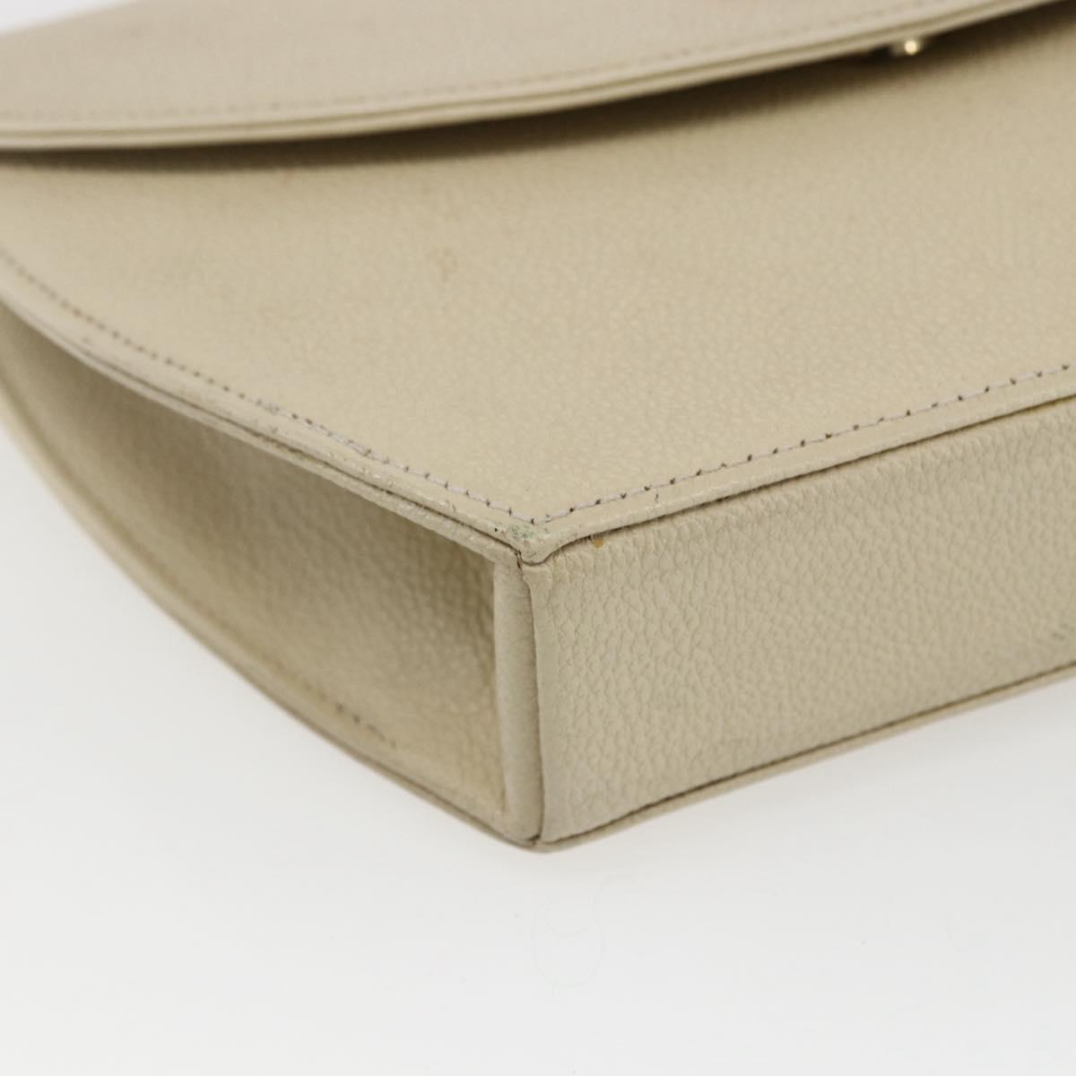SAINT LAURENT Shoulder Bag Leather Ivory Gold Auth fm5082