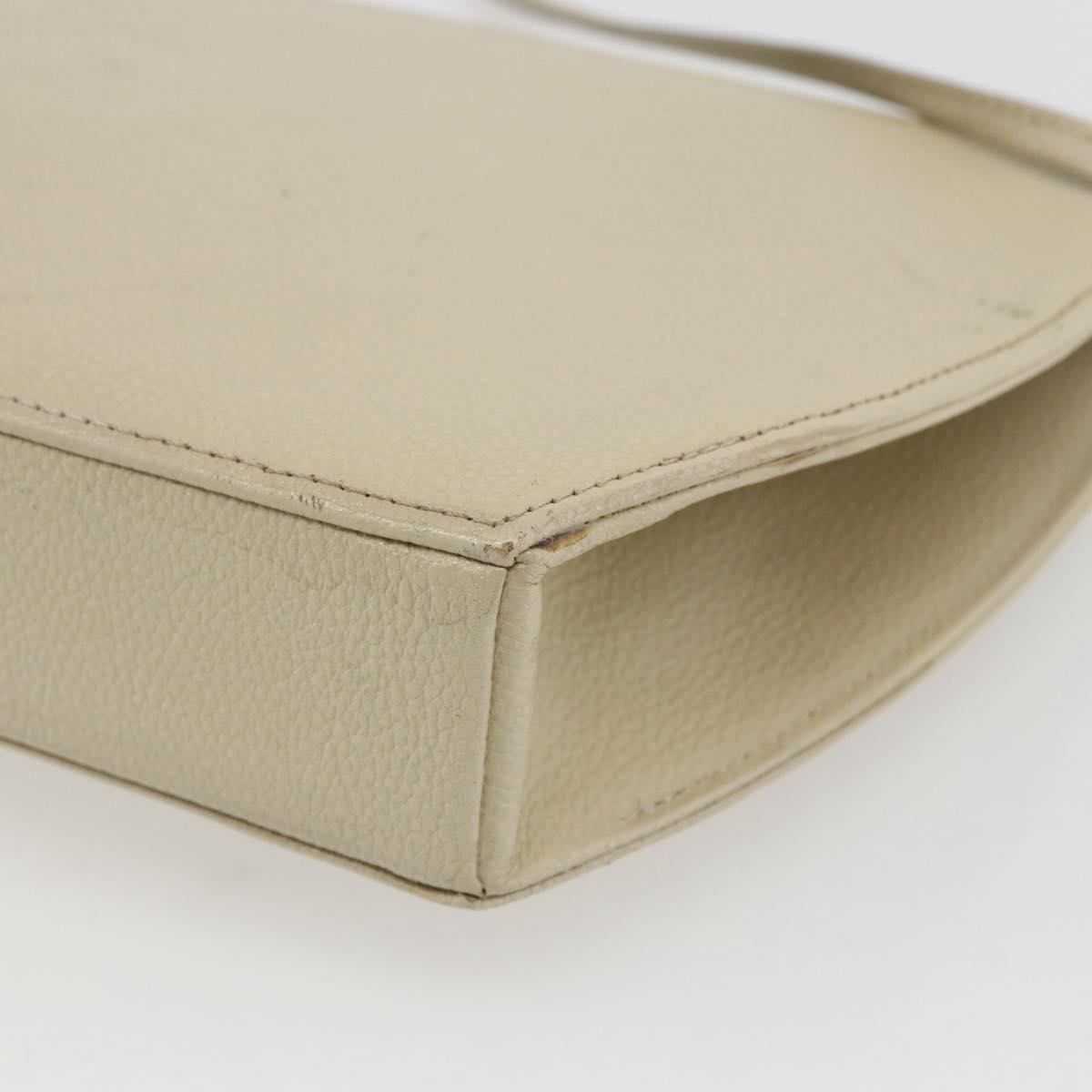 SAINT LAURENT Shoulder Bag Leather Ivory Gold Auth fm5082