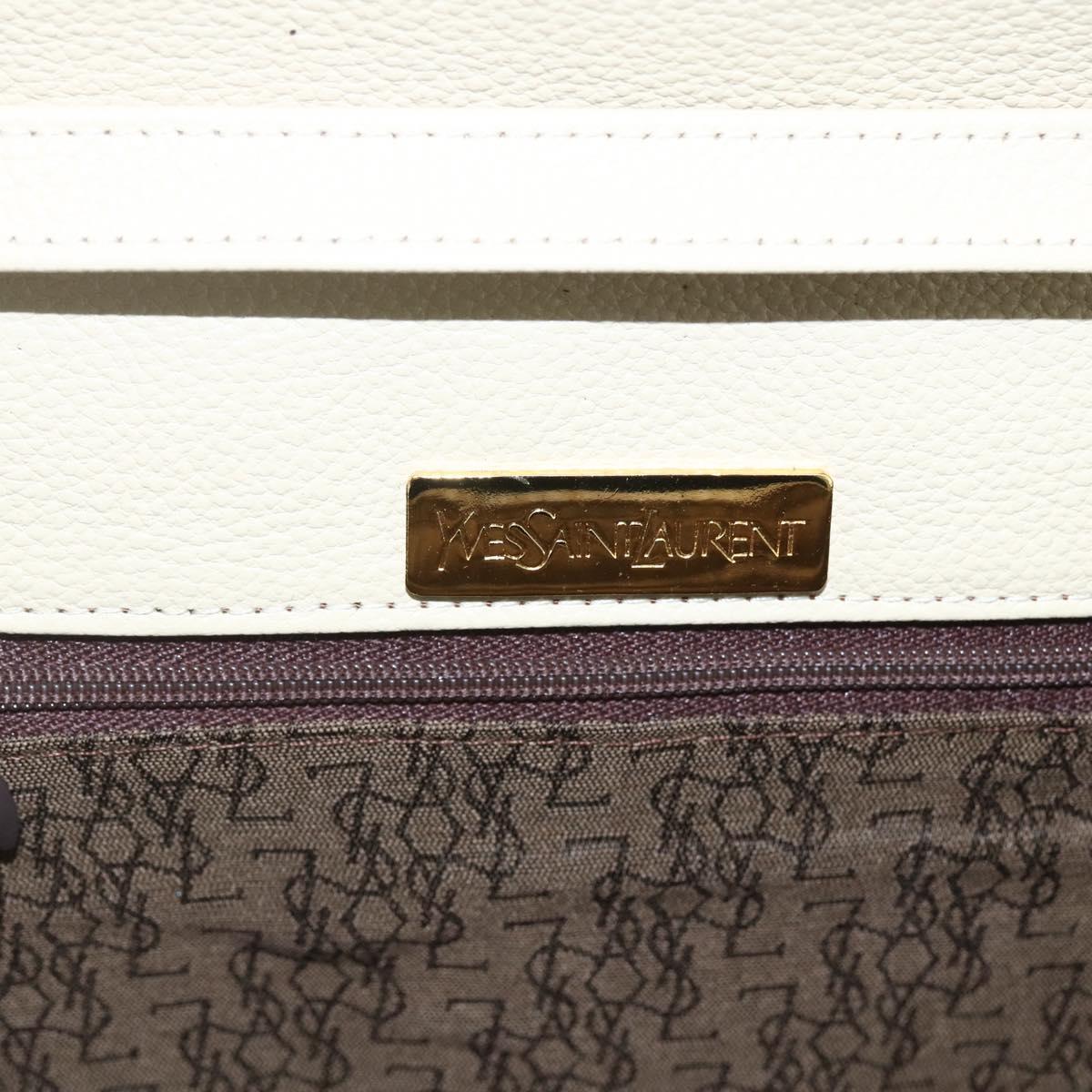 SAINT LAURENT Shoulder Bag Leather Ivory Gold Auth fm5082
