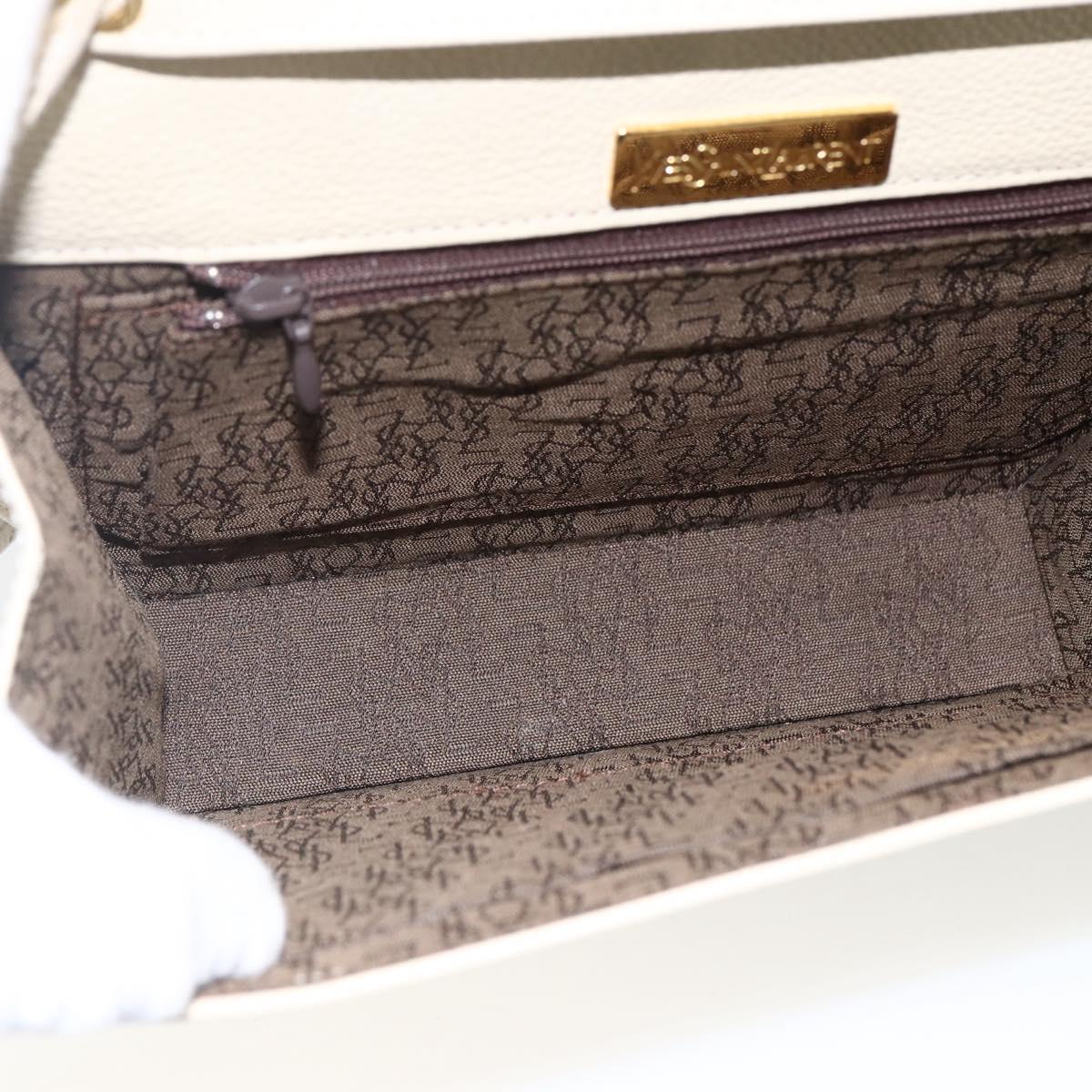 SAINT LAURENT Shoulder Bag Leather Ivory Gold Auth fm5082