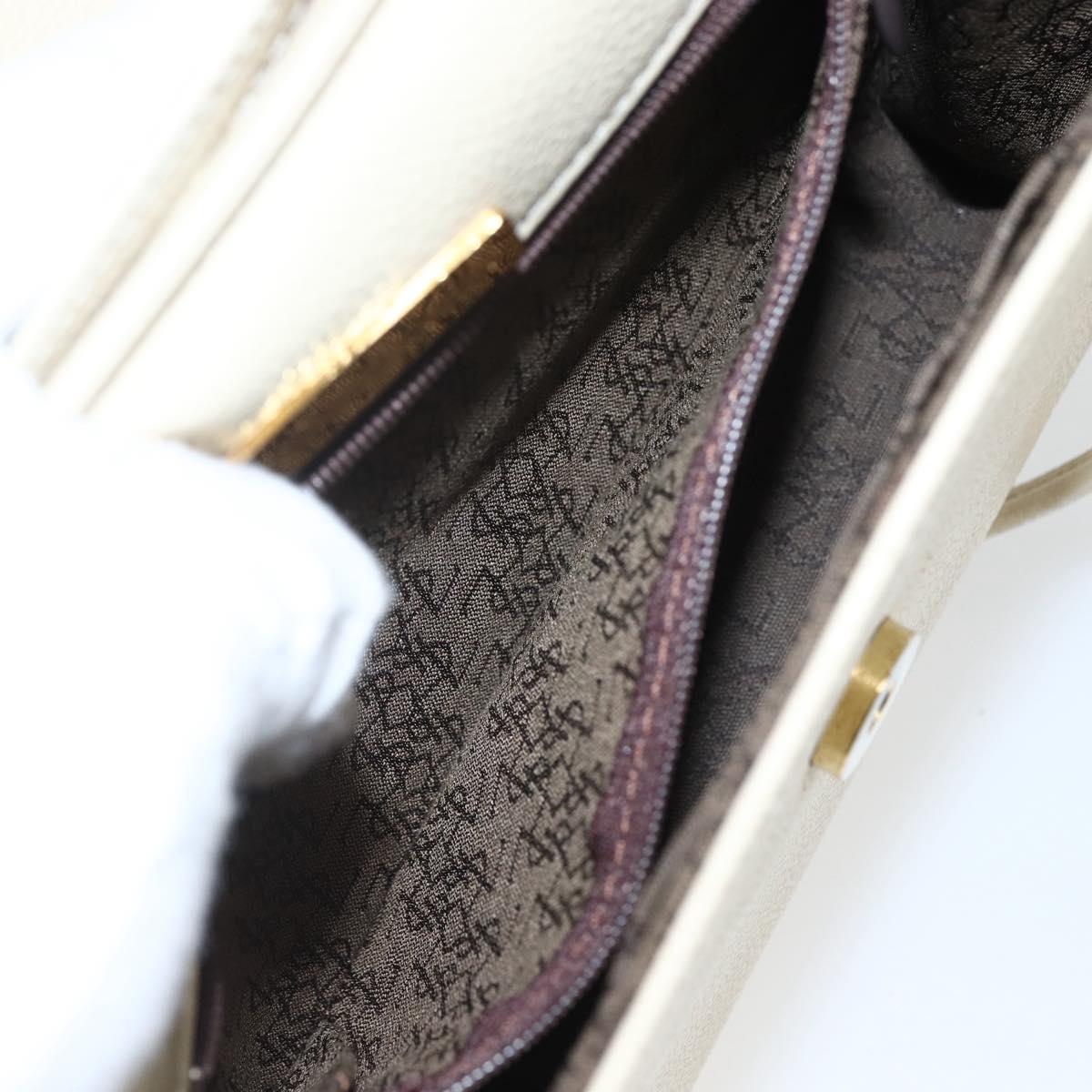SAINT LAURENT Shoulder Bag Leather Ivory Gold Auth fm5082
