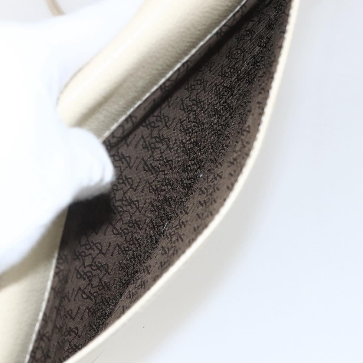 SAINT LAURENT Shoulder Bag Leather Ivory Gold Auth fm5082