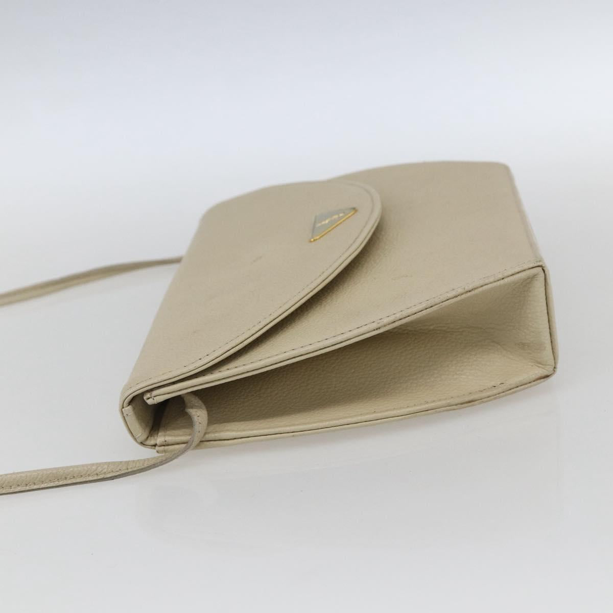 SAINT LAURENT Shoulder Bag Leather Ivory Gold Auth fm5082