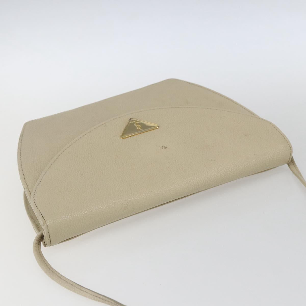 SAINT LAURENT Shoulder Bag Leather Ivory Gold Auth fm5082