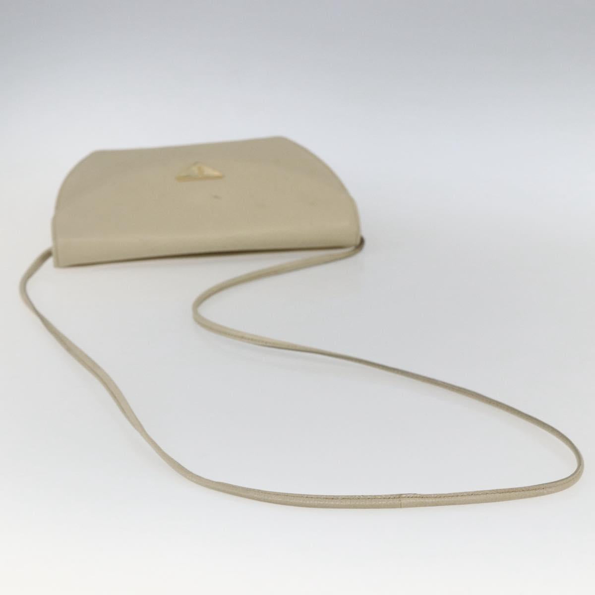 SAINT LAURENT Shoulder Bag Leather Ivory Gold Auth fm5082