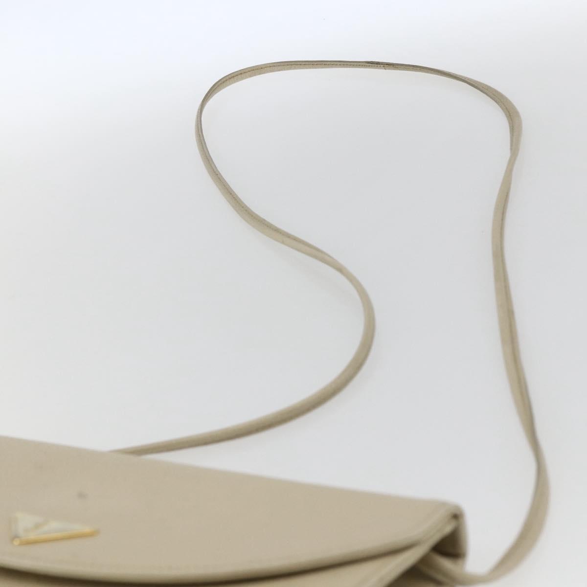 SAINT LAURENT Shoulder Bag Leather Ivory Gold Auth fm5082