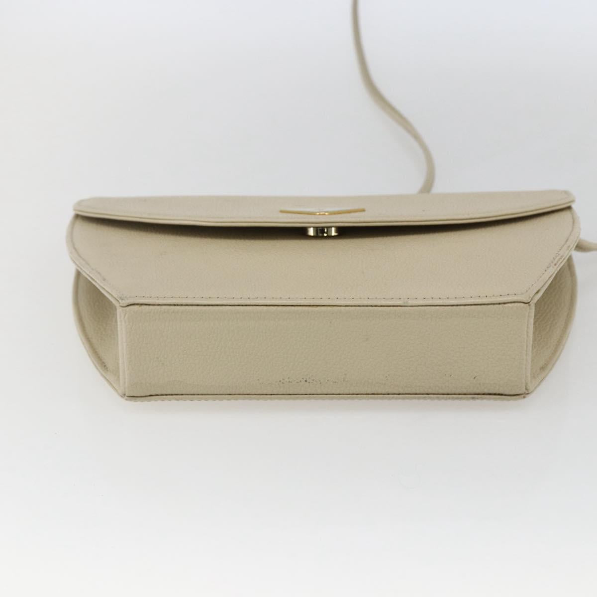 SAINT LAURENT Shoulder Bag Leather Ivory Gold Auth fm5082