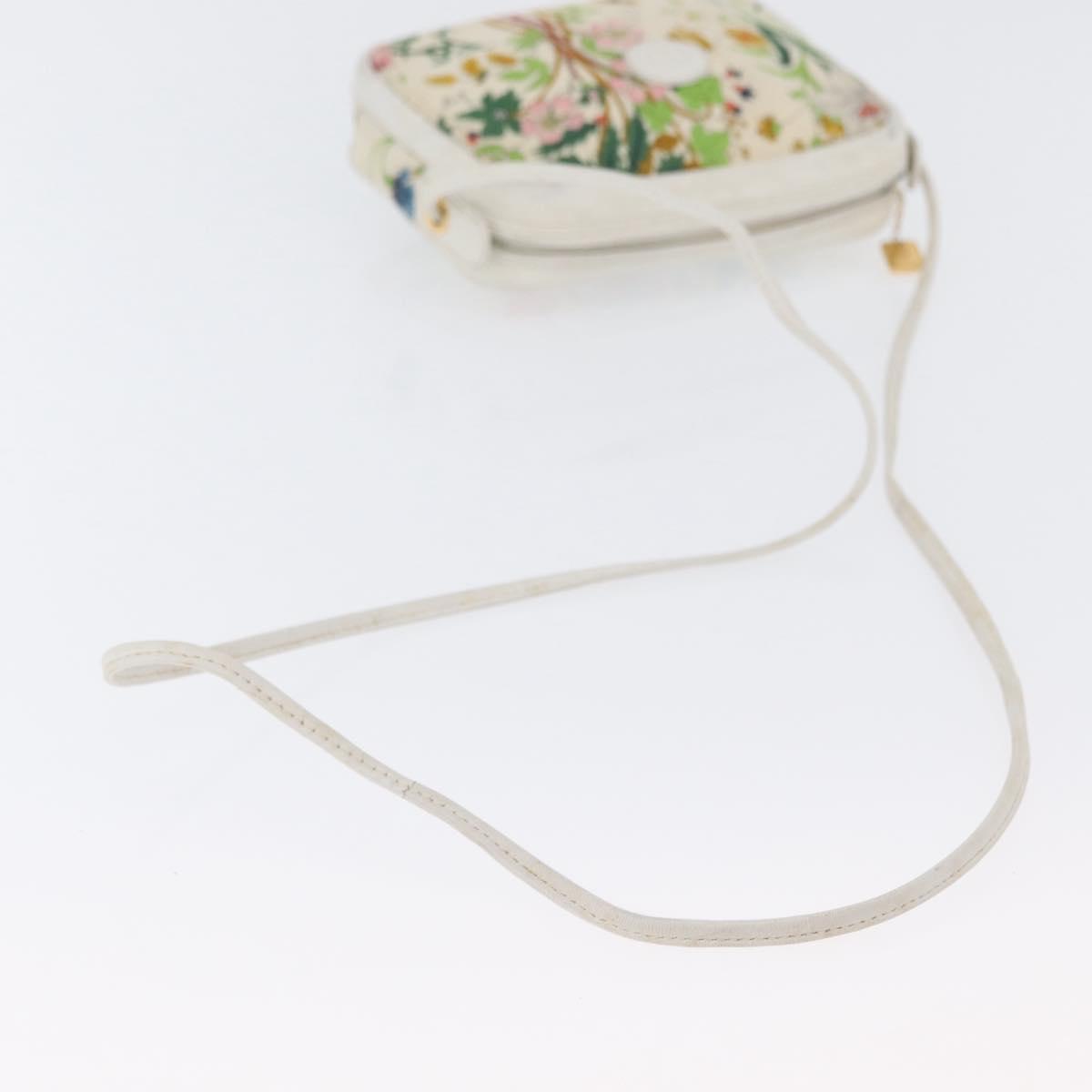 GUCCI Flora Shoulder Bag Canvas Leather White Gold 007 14 0068 Auth fm5083