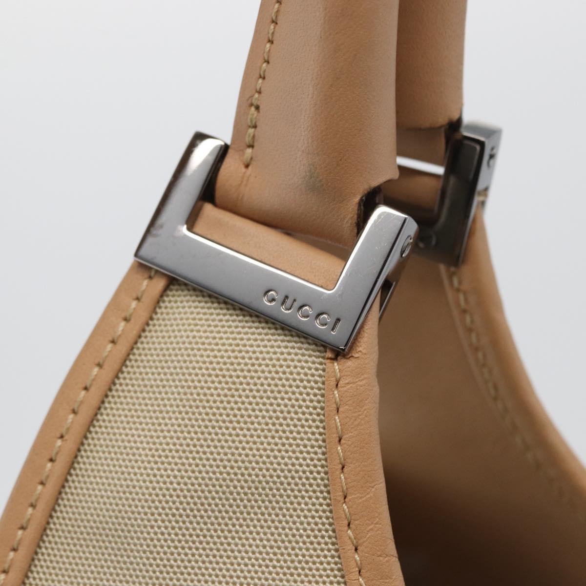 GUCCI Jackie Shoulder Bag Canvas Leather Beige Silver 002 1067 Auth fm5084