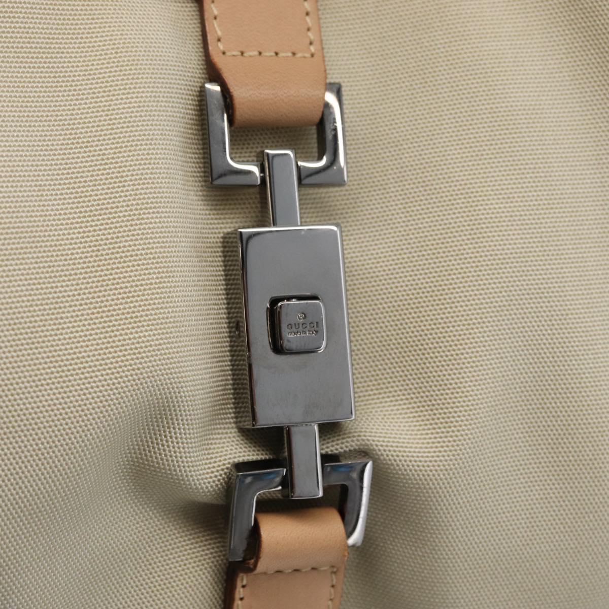 GUCCI Jackie Shoulder Bag Canvas Leather Beige Silver 002 1067 Auth fm5084