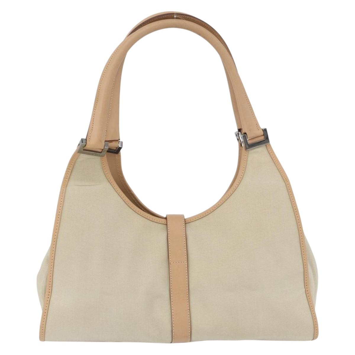 GUCCI Jackie Shoulder Bag Canvas Leather Beige Silver 002 1067 Auth fm5084