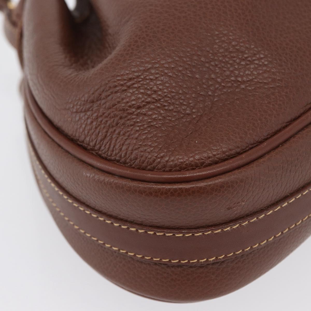 GUCCI Shoulder Bag Leather Brown Gold 007 984 0065 Auth fm5085