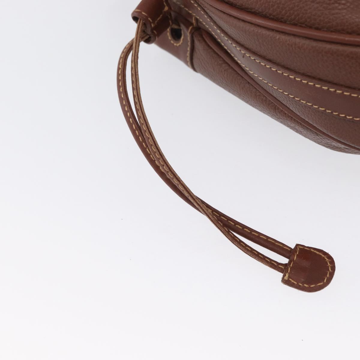 GUCCI Shoulder Bag Leather Brown Gold 007 984 0065 Auth fm5085