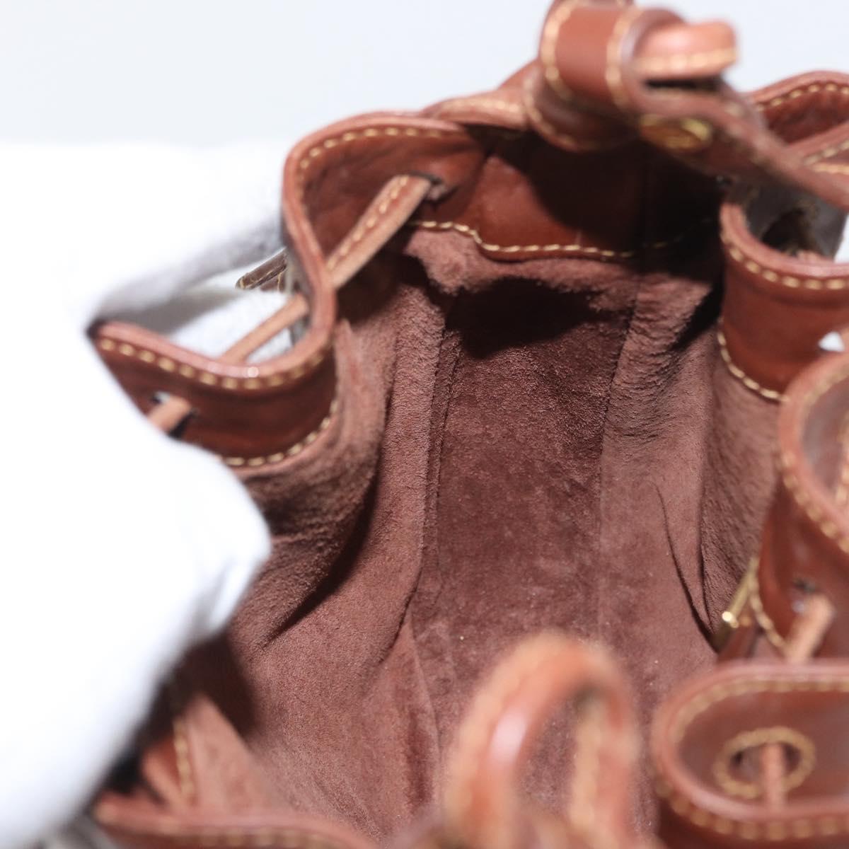 GUCCI Shoulder Bag Leather Brown Gold 007 984 0065 Auth fm5085