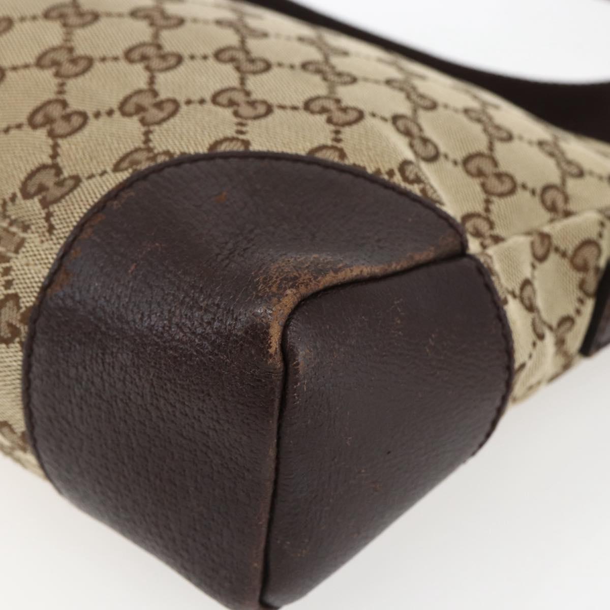 GUCCI GG Canvas Shoulder Bag Beige Silver 114273 Auth fm5091