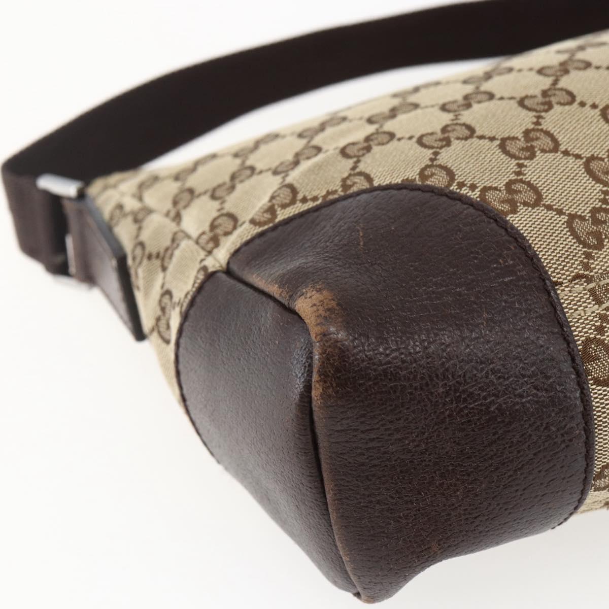 GUCCI GG Canvas Shoulder Bag Beige Silver 114273 Auth fm5091